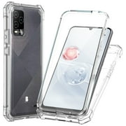 TJS for BLU View 5 Pro (B170D) Phone Case, with Built-in Screen Protector, Full Body Protective Heavy Duty Hybrid Bumper Cover (Clear)